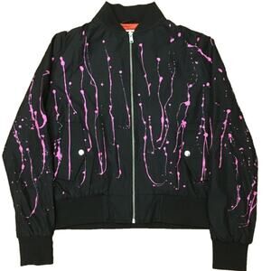 LFA New York NEW Black & Neon Pink Splash Drip Artsy Bomber Jacket L